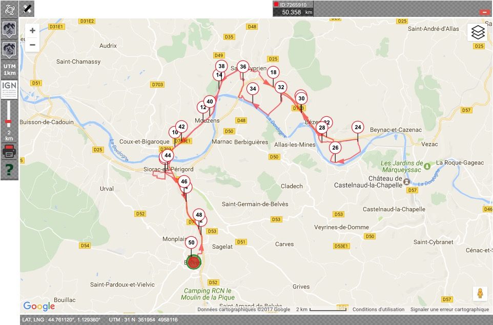 100 km de Belvès - Dénivelé altimétrique du 50km OpenRunner